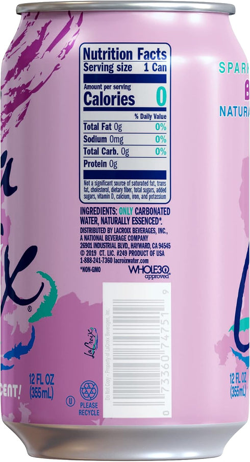 12 Oz (pack 12) La Croix Sparkling Water, Berry, Fl