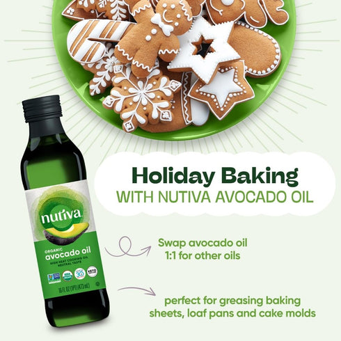 24 Oz Nutiva Organic Steam-Refined Avocado Oil - Perfect for Cooking, Frying, Baking, and Dressing - High-Heat Oil
