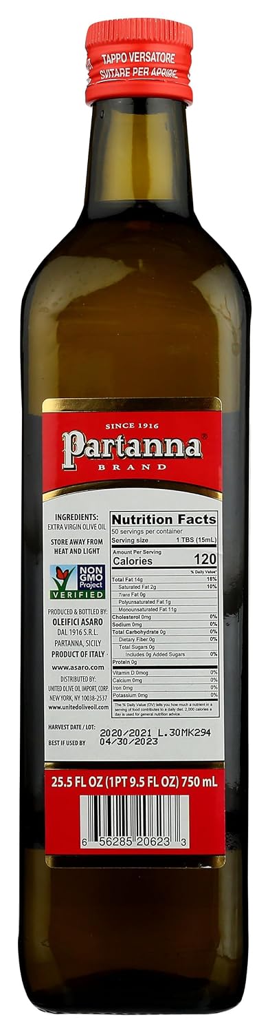 25.5 Oz Partanna, Olive Oil Extra Virgin Everyday Sicilian, Fl