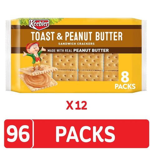 (12 96 Packs) Keebler Sandwich Crackers, Single Serve Snack Crackers, Office and Kids Snacks, Toast and Peanut Butter
