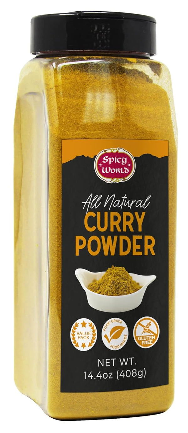 Spicy World Curry Powder 14.4 oz Jar - Authentic Blend of 9-Indian Spices, Premium