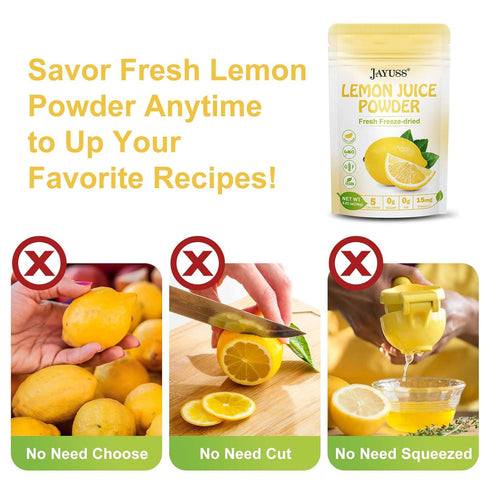 Jayuss 8.82 100% 250g Lemon Juice Powder Ounce, Natural, Freeze Dried Lemon Juice, No Sugar or Additives, Great