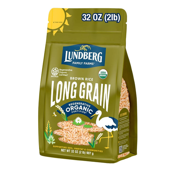 Lundberg Regenerative Organic Brown Rice Long Grain, Kosher, USDA Certified Organic, Gluten