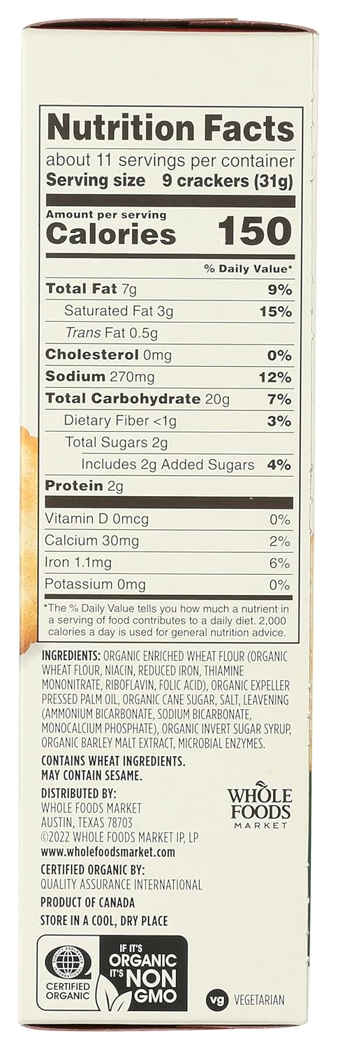 365 12 by Whole Foods Market, Organic Golden Round Crackers, Ounce