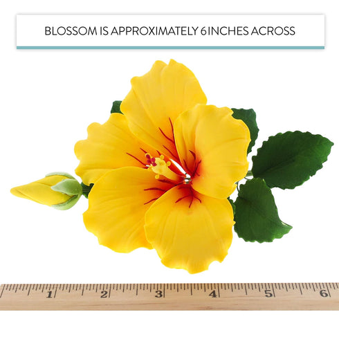 1 Count Global Sugar Art Hibiscus Sugar Cake Flowers Spray, Yellow Hawaiian Cake Flower Large. by Chef Alan Tetreault