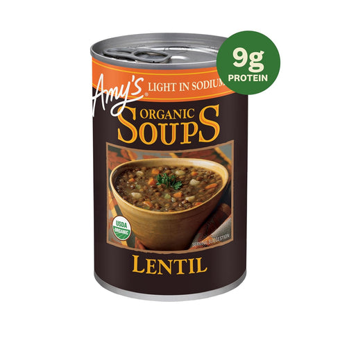 Pack, Pack 6 Amy's Soup, Organic Light in Sodium Variety Vegetable, Split Pea and Lentil Canned Soup, Made With Organic