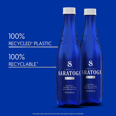 12 Pack, 16 Oz Saratoga Spring Water, Fl | Still Water | Recycled PET Plastic