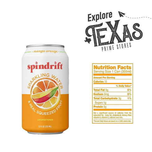 20- Pack 12 oz Spindrift of Mango-Orange Sparkling Water & Real Squeezed Fruit fl Can