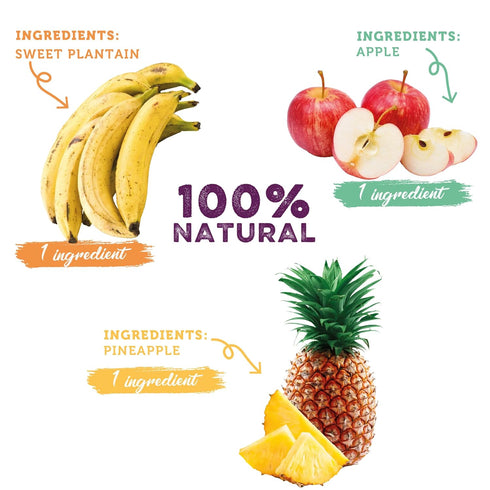 Pack Pack 8 Baked Apple, Pineapple & Sweet Plantain Chips/Crisps by GOOD CHIPS! Crispy, Crunchy, Oil-Free, Healthy