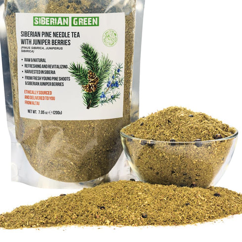 Siberian Green Pine Needle Tea Loose Powder with Juniper Berries 200g (7.05oz)