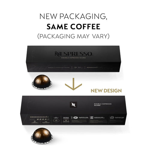 30-Count 2.7oz. Nespresso Capsules Vertuo, Double Espresso Scuro, Dark Roast Espresso Coffee, Coffee Pods, Brews