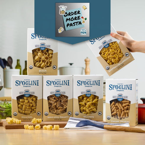 (4-Pack, 16oz Sfoglini Trumpets Pasta (Organic Durum Semolina) Campanelle/Bell Shape for Sauce Capture Each)