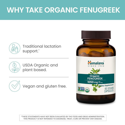 1,050 60 Himalaya Organic Fenugreek for Daily Wellness, Warming and Energizing Properties, mg, Vegan Capsules