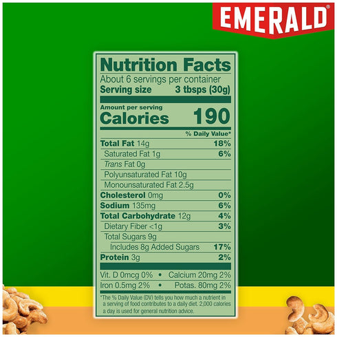 5 Oz, (Pack 3) Emerald Nuts, Honey Glazed Cashews, Resealable Bag