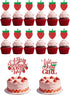 Red Glitter Berry Sweet Baby is on the Way Cake Topper - Strawberry Fruit Theme for Baby Shower & Gender Reveal
