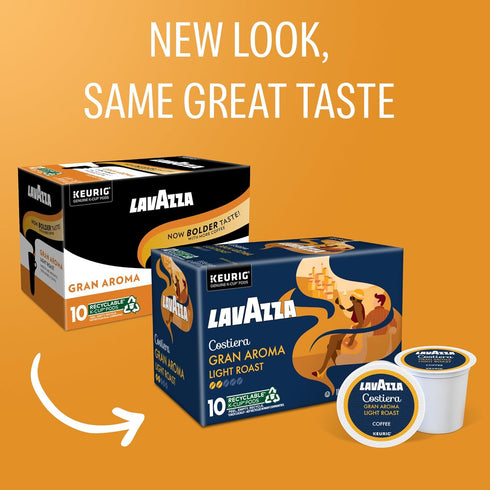 60-Count (6 Packs 10) Lavazza Costiera Gran Aroma, Single-Serve Keurig K-Cup Pods, Light Roast Coffee, Box
