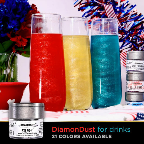 White Diamond Edible Glitter for Drinks, Cocktails, Cake Decorating, 4g, 100% Food-Safe, Kosher, Vegan