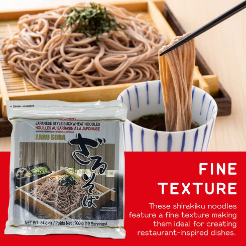 900g/31.8oz (10 Shirakiku Zaru Soba Noodles | Japanese Style Dried Buckwheat Flavor Instant Noodles | Contains Wheat