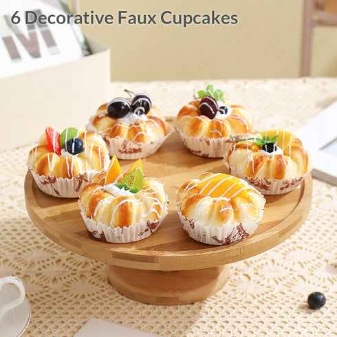 Joeabor 6 Pack Fake Cupcakes, Artificial Cupcakes for Display, Faux Cake Dcor, Realistic Fake Artificial Food