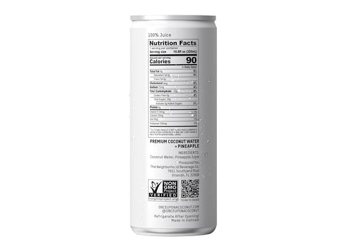 10.8 Oz (Pack 12) Once Upon a Coconut Premium Pineapple Coconut Water - Low Calorie All-Natural Drink with Electrolytes