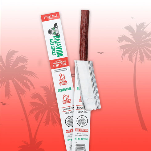 100% 1 Oz (Pack 16) Baja Beef Sticks - Jerky Meat Sticks, Healthy Meat Snacks for Adults, High Protein, Individually