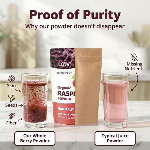100% 6oz (33 Organic Freeze-Dried Raspberry Powder Natural Whole Fruit, Certified Organic Red Raspberries Perfect