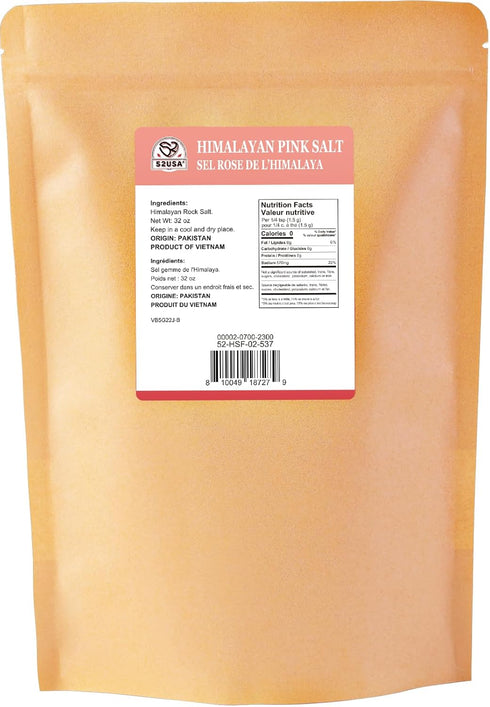 52USA 2 lb, Himalayan Pink Salt Fine, Fine Salt Pink Himalayan Sea Salt, Sea Salt, No Artificial Colors, No Additives