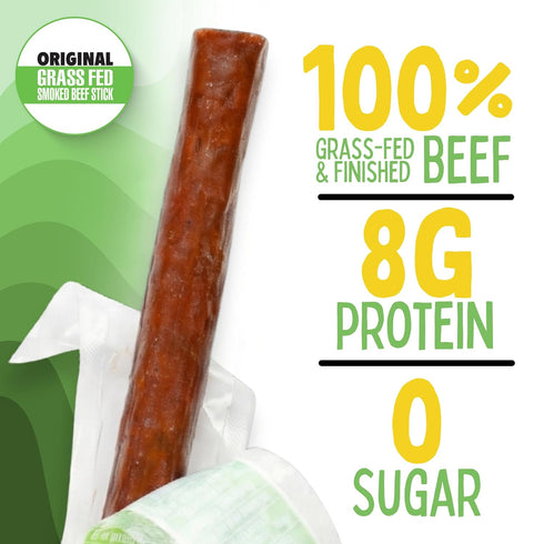 100% 1-oz, 12 Count) Original, Sogo Snacks, No Sugar, Grass-fed & Grass-finished, Non-GMO Beef Sticks. No Added