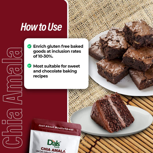 Dals Foods 100% Packaged Healthy Nutritious Fufu, Chia Amala | Natural Flour, Low-Carb, Plant-Based Fiber & Protein