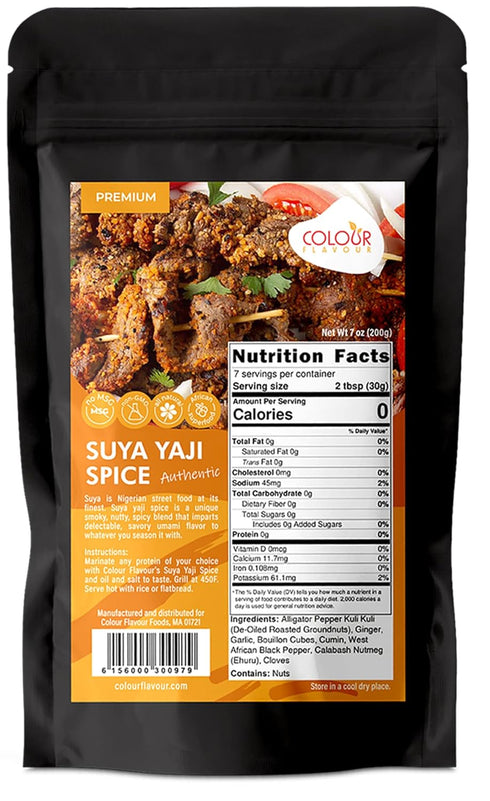 Colour Flavour Suya Yaji Seasoning - Authentic Sweet Flavor for Grilled Steak and Beef, No Preservatives, Additives, or
