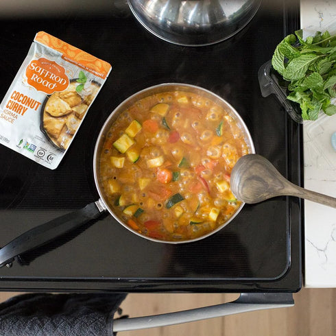 Simmer Pack 7.0oz Pack 4 Saffron Road Sauce Variety | Tikka Masala, Lemongrass Basil, Coconut Curry, and Sweet & Sour |