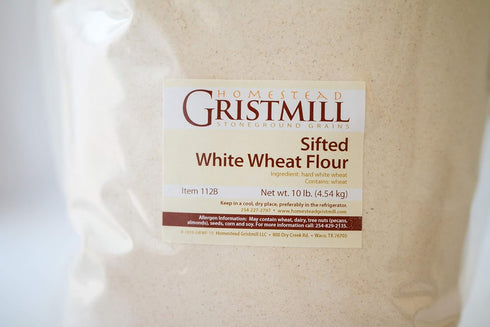 Homestead Gristmill Non-GMO, Chemical-Free, All-Natural, Stone-ground Sifted White Wheat Flour (10 lb),