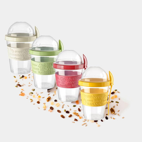 GanoOne Breakfast On the Go Cups, Take and Go Yogurt Cup with Topping Cereal or Oatmeal Container, Portable Lux Yogurt