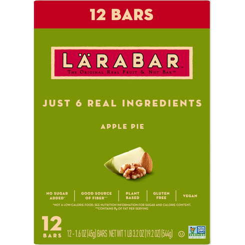 12 19.2 oz Larabar Apple Pie, Fruit and Nut Bars, Gluten Free and Vegan, Ct