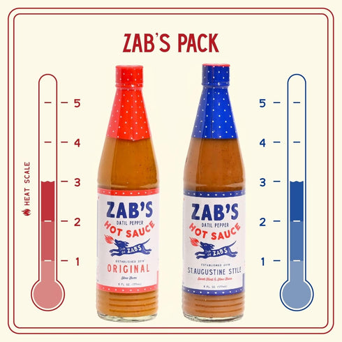 Pack, (6oz 2 Pack), Zab's Hot Sauce Variety Original and St. Augustine Style Each, Naturally Sweet Heat & Signature