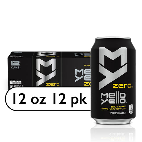 Generic Mello Yello Zero Soft Drink 12 pack of 12oz Cans Mellow Yellow