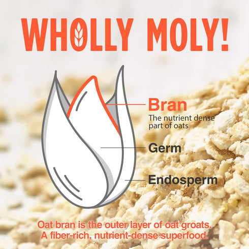 400g*1 Pack, Wholly Moly! Oat Bran, Instant Oatmeal, Original High Fiber, No Sugar Added, All Natural, Vegan Friendly