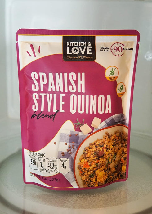 8 Oz, 6-Pack Kitchen & Love Spanish Style Quinoa Medley, Pre Cooked, Microwave Ready Pouch, Shelf Stable, Non Gmo