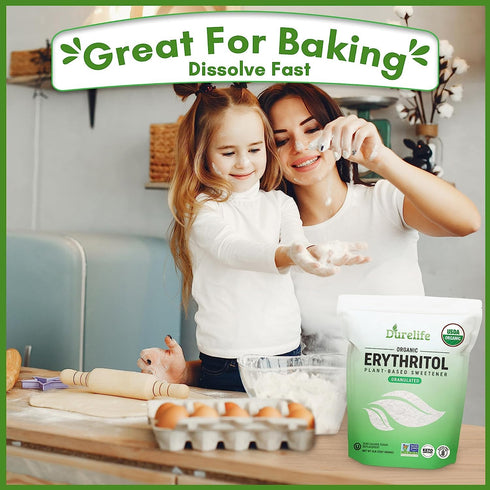 5 LB Durelife USDA organic erythritol sweetener, non gmo verified, Keto certified, No After Taste, Kosher, Zero Calorie