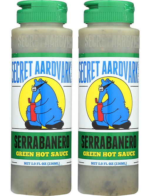 Secret Aardvark Serrabanero Green Hot Sauce, 8 oz (2 Pack) - Made with Serrano & Green Habanero Peppers