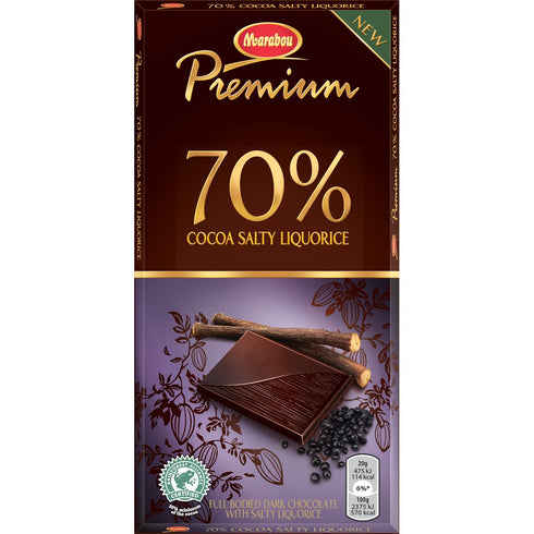 Marabou 2 Bars x 100g of Premium Salty Liquorice - Original - Swedish