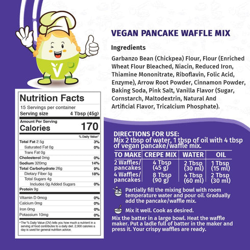 Eggylicious 1 lbs 8 oz (680 Vegan Pancake/Waffle Mix | Protein & Fibre Rich Gluten Free Pancake Mix | Quick & Easy