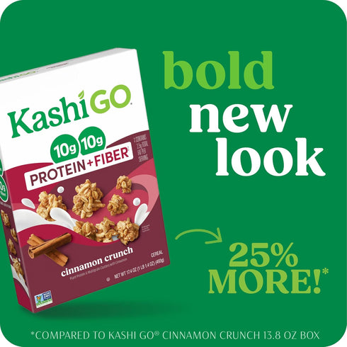 10g 10g 17.4oz (1 Kashi GO Protein Cereal, Protein, Fiber, Cinnamon Crunch, Box Box)