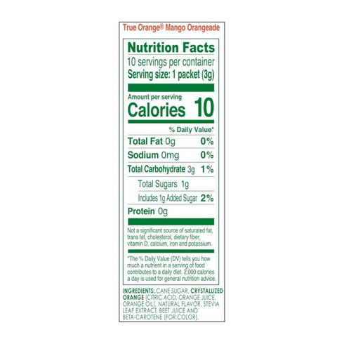 True Citrus Orange and Mango, 1.06 Oz, Pack of 10 (0.11 oz each)