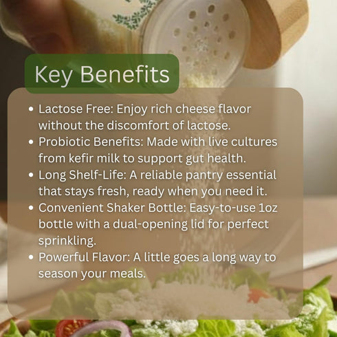1.5 oz (42 Kefir Parm Cheese - Lactose Free Parmesan Cheese Substitute - Shaker gr)