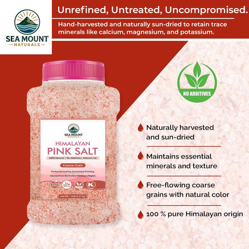 80oz (5 Himalayan Pink Salt Coarse Grain Pound), Grinder Refill, Kosher Certified, Non-GMO, Pure Mineral-Rich Pink