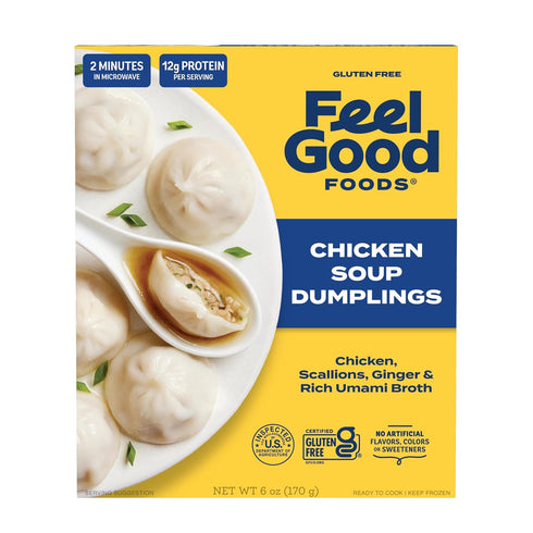 Feel Good Foods Chicken Soup Dumplings Frozen - Gluten Free Appetizers, 6