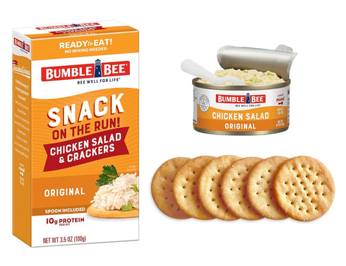 Pack 10g (Pack 12) Bumble Bee Snack On The Run! Protein Snack - Original Chicken Salad with Crackers - Protein per Box