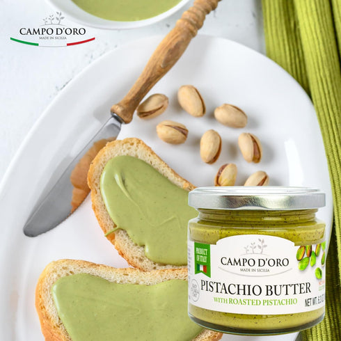 6.3 oz (180g), CAMPO D'ORO - Pistachio Butter Sweet Spreadable Cream, Rich & Nutty for Knafeh Pistachio Dubai Chocolate