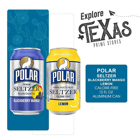 Polar Seltzer Pack 8 8 12 oz Combo of Blackberry-Mango + Lemon Premium Sparkling Water fl Can